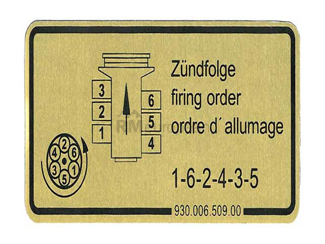 Porsche Firing Order Decal Dansk Classic 93000650900