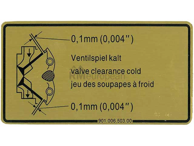 Porsche Valve Adjustment Decal Dansk Classic 90100650300